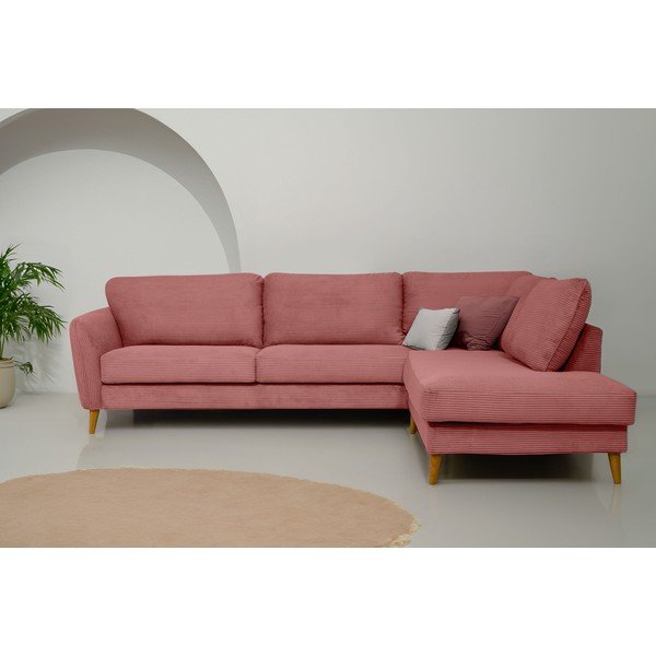 Růžová manšestrová rohová pohovka (pravý roh) Paris – Scandic-image-1