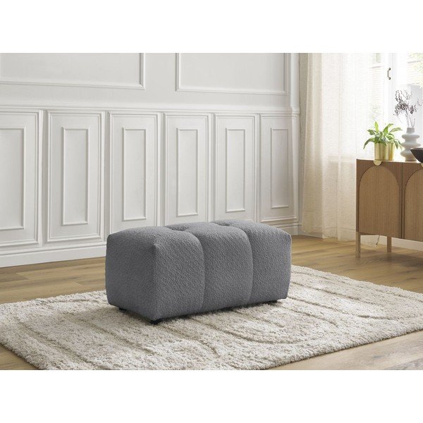 Šedá podnožka z textilie bouclé Roxelane – Bobochic Paris-image-1