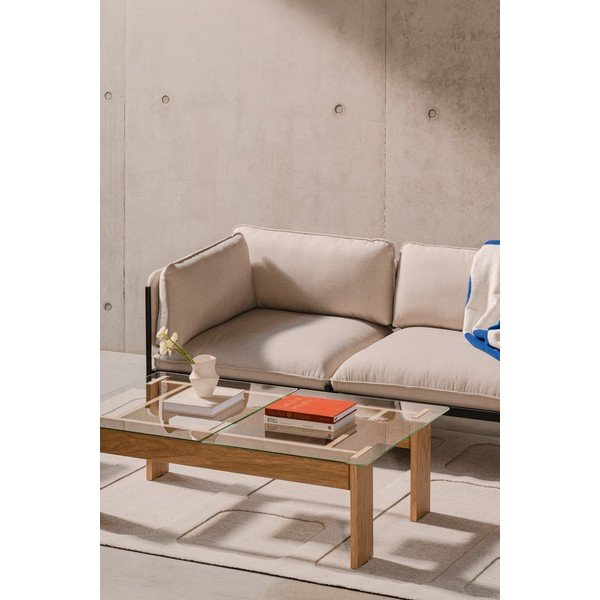 Konferenční stolek se skleněnou deskou v přírodní barvě 86x132 cm Naiko – noo.ma-image-3