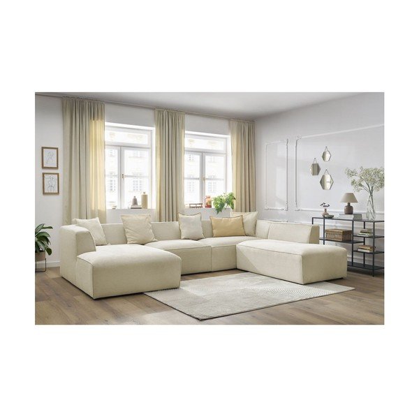 Béžová manšestrová modulární rohová pohovka (pravý roh/do "U") Megeve – Bobochic Paris-image-1