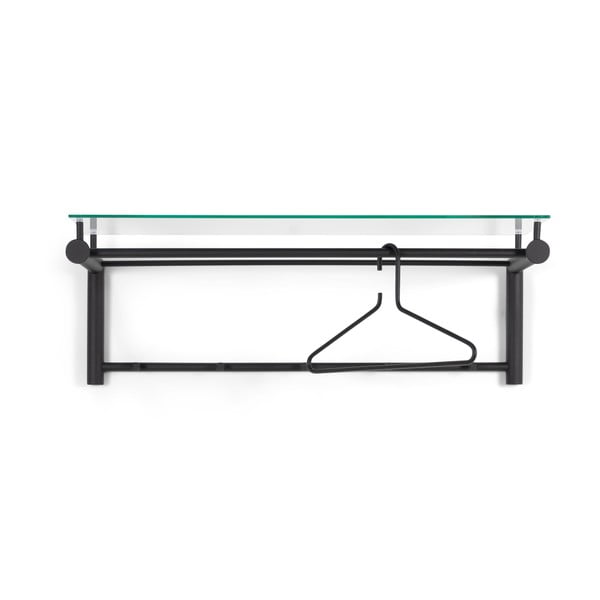 Černý kovový nástěnný věšák s poličkou Suza – Spinder Design-image-2