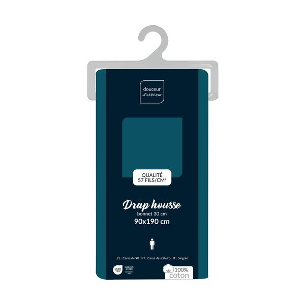 Napínací bavlněné prostěradlo v petrolejové barvě 90x190 cm Lina – douceur d'intérieur-image-2