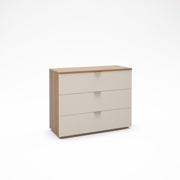 Komoda v dekoru dubu v krémovo-přírodní barvě 100x80x40 cm Dennis – Marckeric-image-3