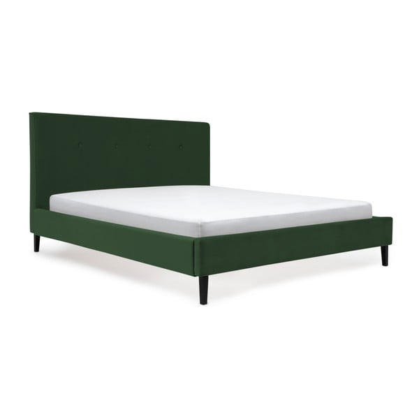 Tmavě zelená postel s černými nohami Vivonita Kent, 160 x 200 cm