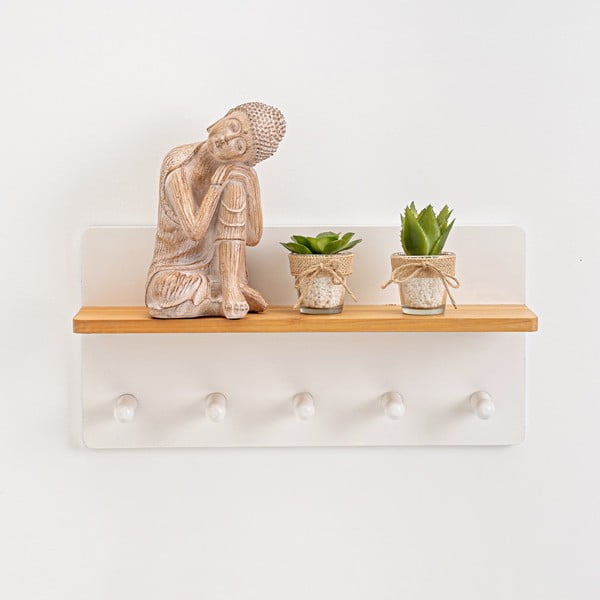 Bílý nástěnný věšák s poličkou – Casa Selección-image-1