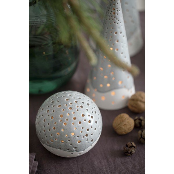 Šedý vánoční svícen z kostního porcelánu Kähler Design Nobili, ⌀ 14 cm-image-1