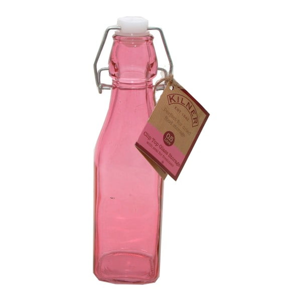 Růžová láhev s klipem Kilner, 0,25 l