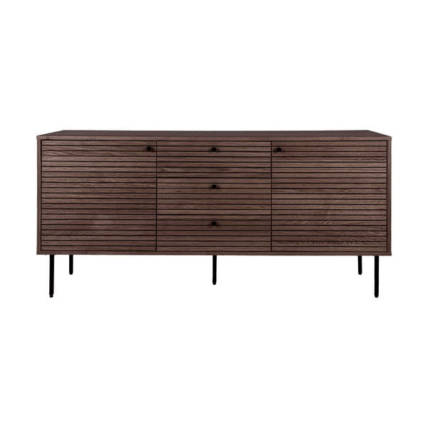 Tmavě hnědá nízká komoda v dekoru dubu 150x74 cm Kyoto – House Nordic