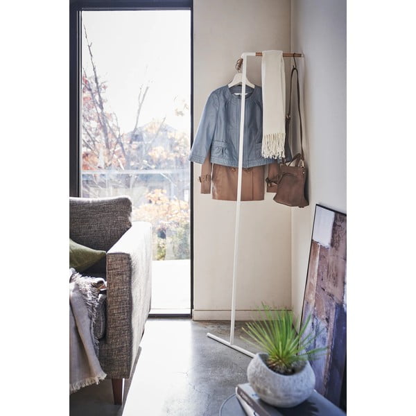 Bílý kovový nástěnný stojan na oblečení Tower – YAMAZAKI-image-1