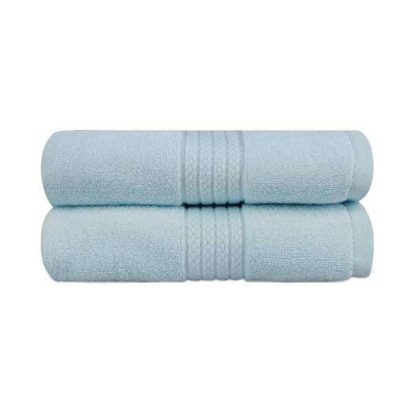 Sada 2 mátově modrých ručníků do koupelny Mira, 90 x 50 cm