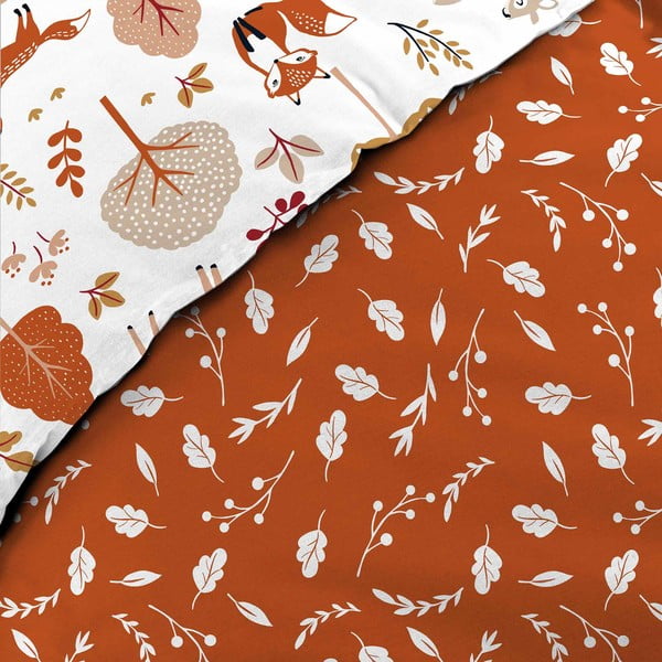 Bílé/v terakotové barvě bavlněné dětské povlečení na jednolůžko 140x200 cm Roxy – douceur d'intérieur-image-3