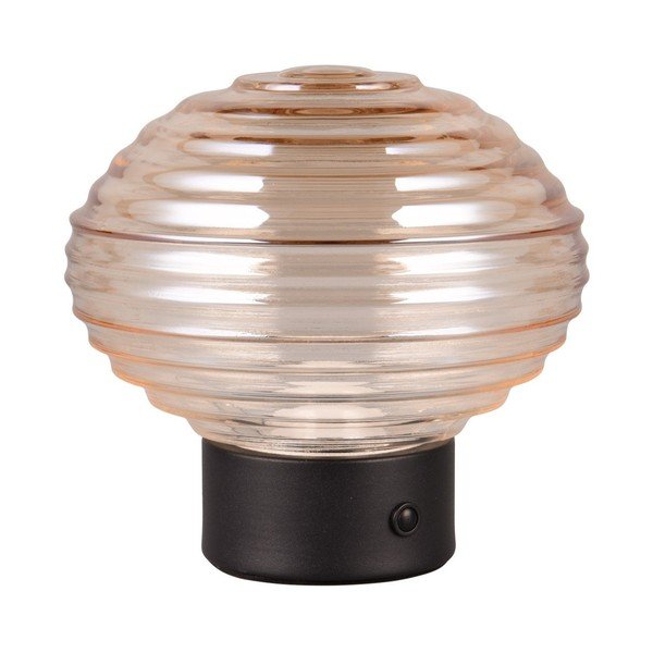 Černo-béžová stmívatelná LED stolní lampa se skleněným stínidlem (výška 14,5 cm) Earl – Reality