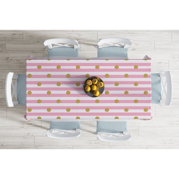 Ubrus s příměsí bavlny Minimalist Cushion Covers Golden Dots, 140 x 180 cm-image-1