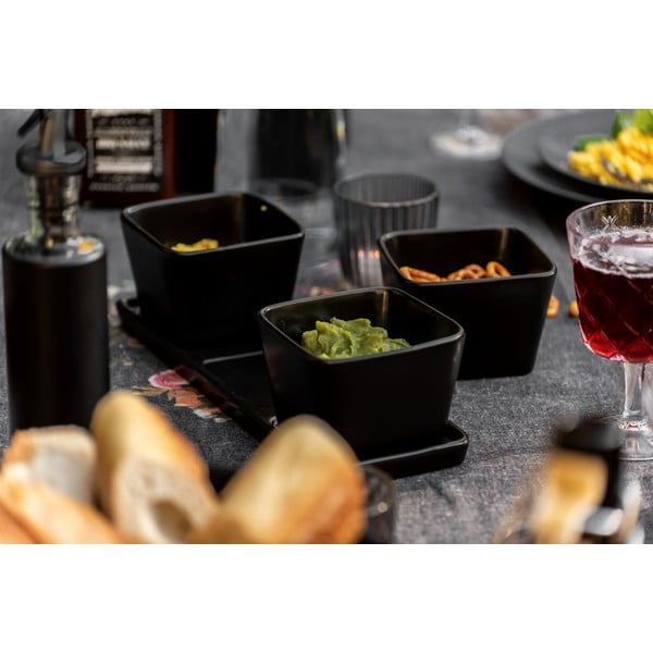 Matně černé keramické servírovací mísy v sadě 3 ks Snack & Dip – Wenko-image-4