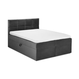 Tmavě šedá sametová dvoulůžková postel Mazzini Beds Mimicry, 200 x 200 cm