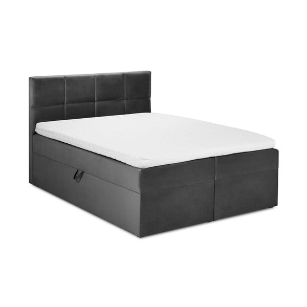 Tmavě šedá boxspring postel s úložným prostorem 200x200 cm Mimicry – Mazzini Beds