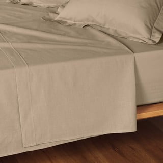 Světle hnědé bavlněné prostěradlo 180x290 cm Lina – douceur d'intérieur