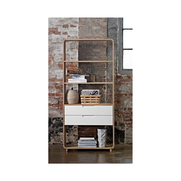 Bílá knihovna v dekoru dubu 82x194 cm Amalfi - Unique Furniture-image-1