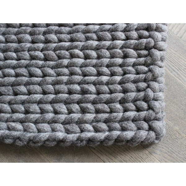 Ořechově hnědý pletený vlněný koberec Wooldot Braided Rugs, 170 x 240 cm-image-1
