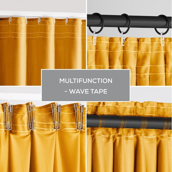 Žlutý sametový dimout závěs 140x270 cm Pleat – Restilo-image-1