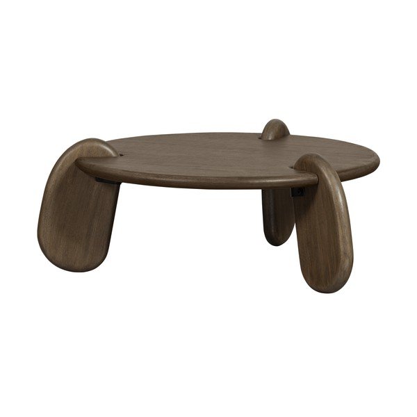 Hnědý kulatý konferenční stolek s deskou v dekoru ořechového dřeva ø 100 cm Imbue – BePureHome-image-1