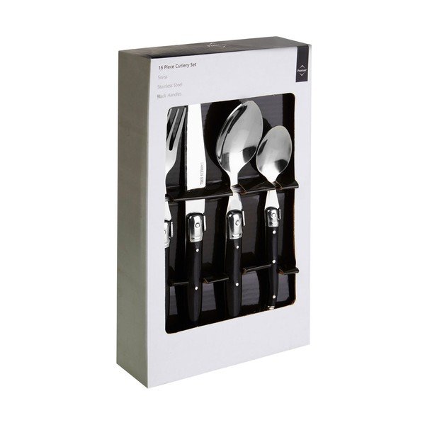 Černý nerezový příbor 16 ks Swiss – Premier Housewares-image-1