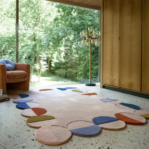 Béžový ručně tkaný vlněný koberec 200x290 cm Mia Scallop Frame – Flair Rugs-image-1