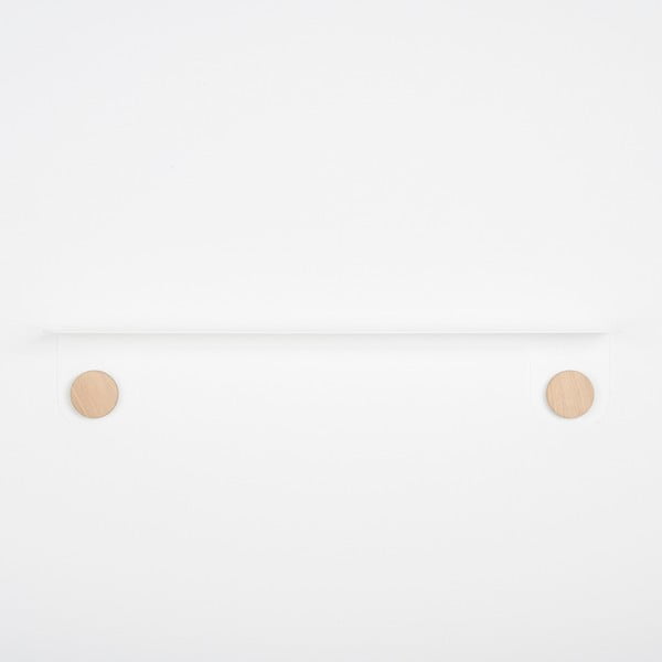 Nástěnná bílá police z oceli s detailem z dubového dřeva se 2 háčky Gazzda Hook, délka 70 cm-image-2
