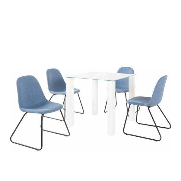 Sada stolu a 4 modrých židlí Støraa Dante Colombo