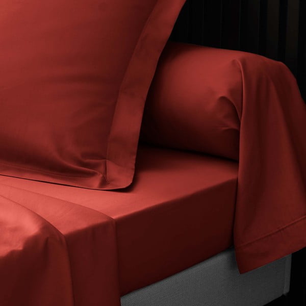 Napínací prostěradlo z bavlněného perkálu v cihlové barvě 180x200 cm Percaline – douceur d'intérieur-image-2