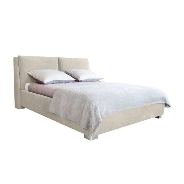 Béžová dvoulůžková postel Mazzini Beds Vicky, 160 x 200 cm