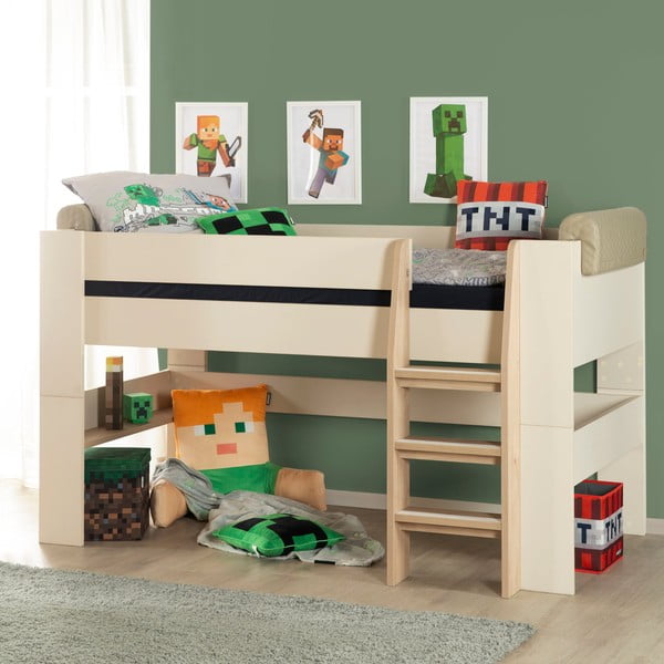 Béžová vyvýšená dětská postel bez roštu 90x200 cm Loft – Roba-image-3