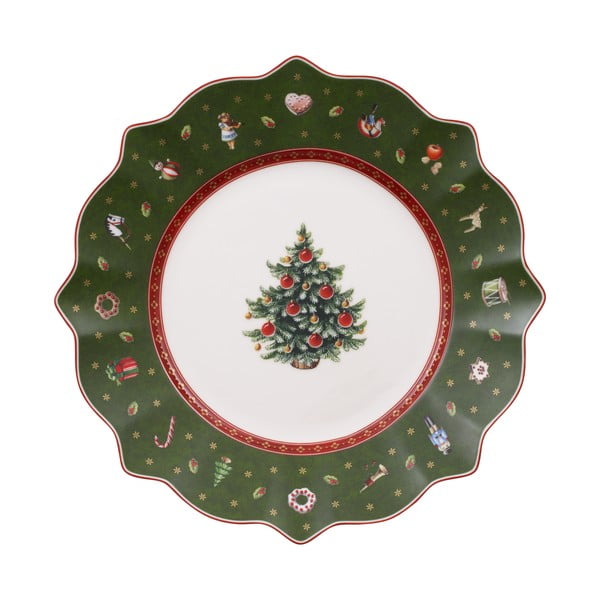 Zelený porcelánový talíř s vánočním motivem Villeroy & Boch, ø 24 cm