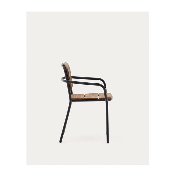 Černo-hnědá dřevěno-kovová zahradní židle Algueret – Kave Home-image-1
