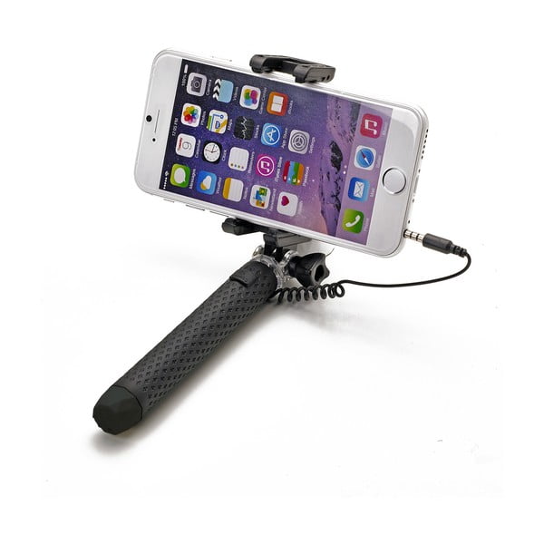 Černá selfie tyč Celly Mini selfie, spoušť přes 3.5mm jack