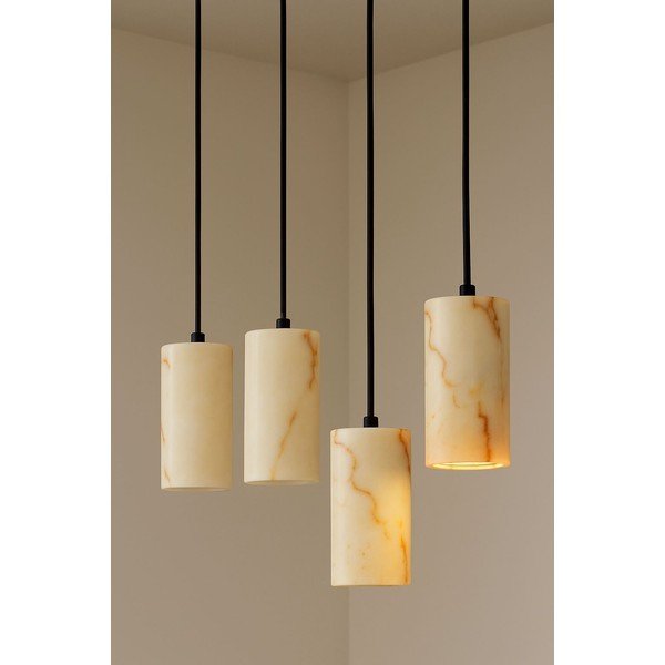 Krémové závěsné svítidlo s mramorovým stínidlem ø 6,5 cm Selma – Opviq lights-image-1