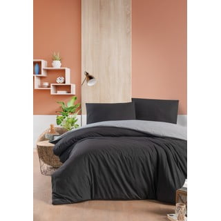 Černo-šedé bavlněné povlečení na jednolůžko/prodloužené s prostěradlem 160x220 cm – Mila Home