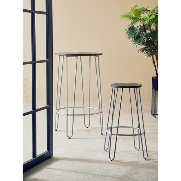 Barová stolička z jilmového dřeva ve stříbrné barvě/v přírodní barvě (výška sedáku 75 cm) District – Premier Housewares-image-1