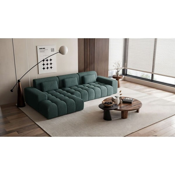 Modrá žinylková rohová pohovka (levý roh/s lenoškou) Chevi – Ghado-image-1