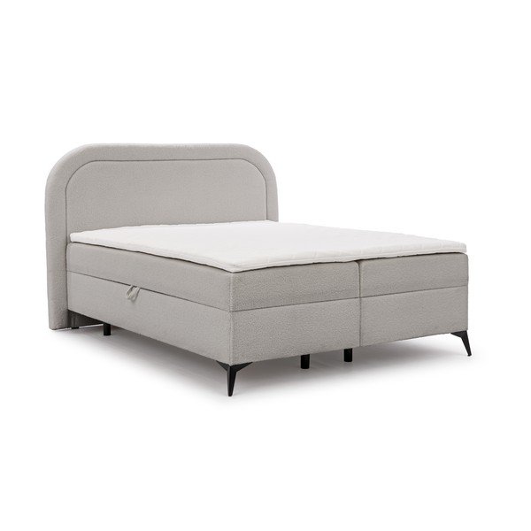 Světle šedá boxspring postel s úložným prostorem 160x200 cm Ornes – Ropez