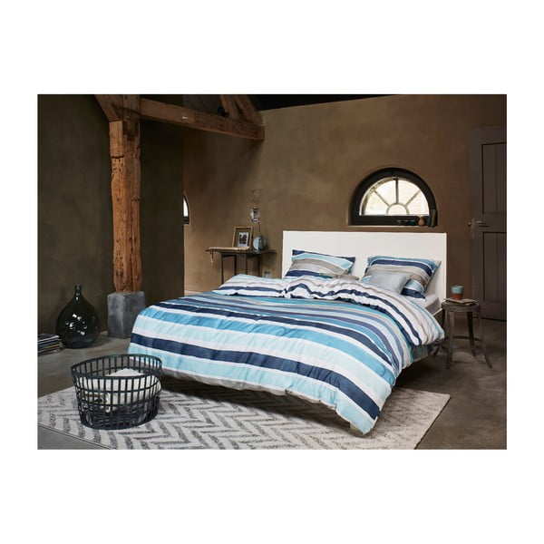 Modrobílé pruhované povlečení s prodlouženou délkou Esprit Iva, 200 x 220 cm-image-1