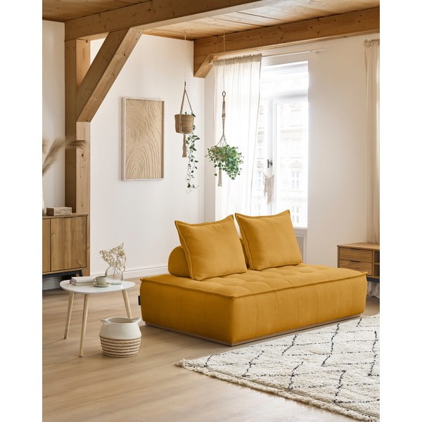 Žinylková pohovka v hořčicové barvě 175 cm Elisa – Bobochic Paris-image-1