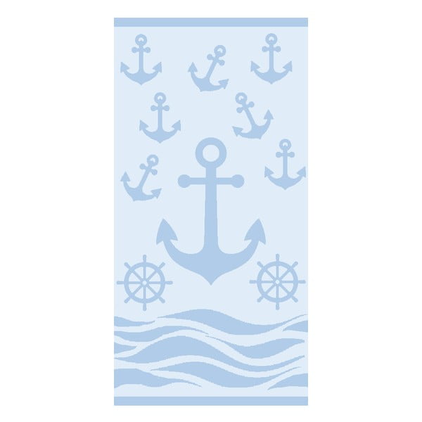 Světle modrá froté bavlněná plážová osuška 70x140 cm   Anchor – B.E.S.