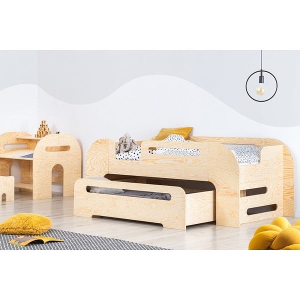 Dětská postel s výsuvným lůžkem v přírodní barvě 80x200 cm AIKO – Adeko-image-2