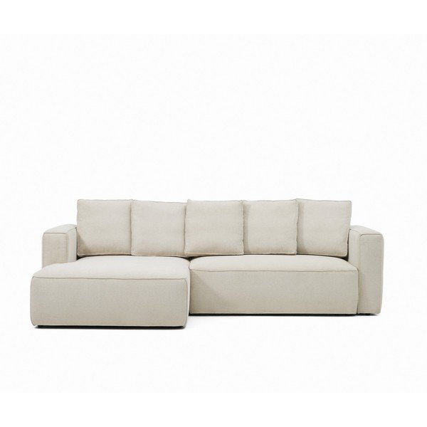 Béžová žinylková rozkládací rohová pohovka (levý roh/s lenoškou) Marela – Kave Home