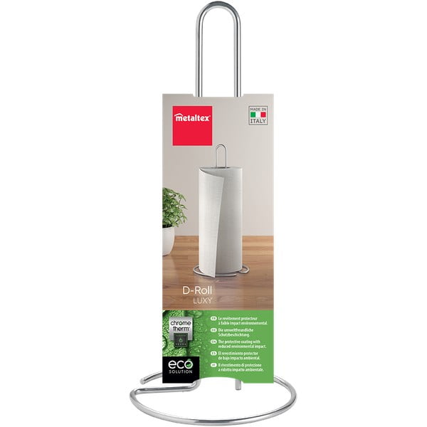 Ocelový stojan na papírové utěrky v leskle stříbrné barvě ø 14 cm Luxy – Metaltex-image-2