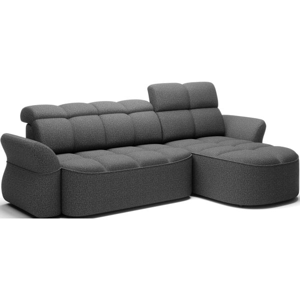 Tmavě šedá sametová rozkládací/s úložným prostorem rohová pohovka (pravý roh/s lenoškou) Beneth – ELTAP-image-2