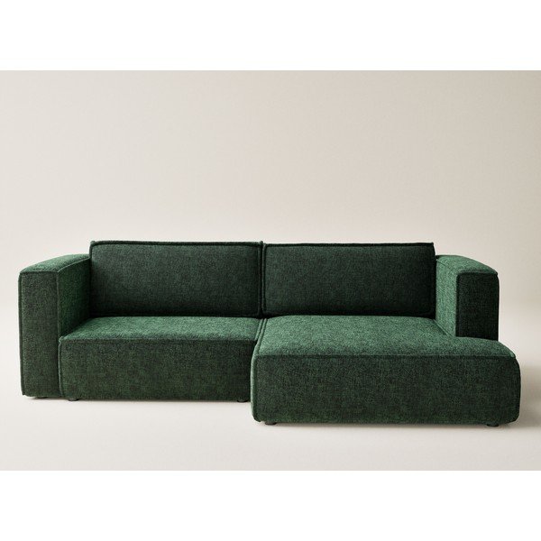 Tmavě zelená žinylková rozkládací/s úložným prostorem rohová pohovka (pravý roh/s lenoškou) Velto – Maison de Rêve-image-2