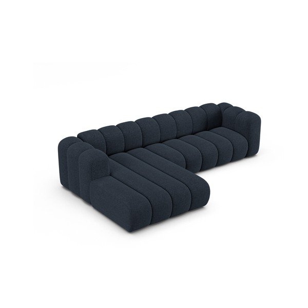 Tmavě modrá žinylková rohová pohovka (levý roh/s lenoškou) Lupine – Micadoni -image-2