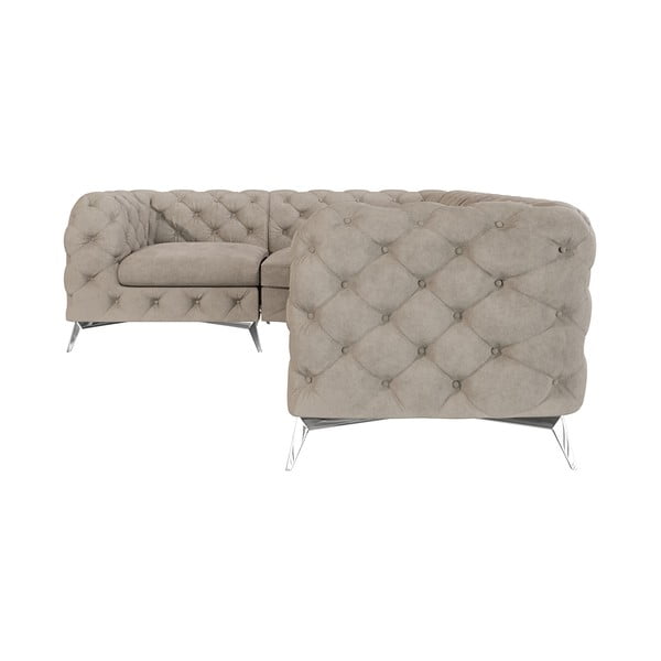 Šedobéžová sametová rohová pohovka (levý roh/do L) Chelsea – Ropez-image-2